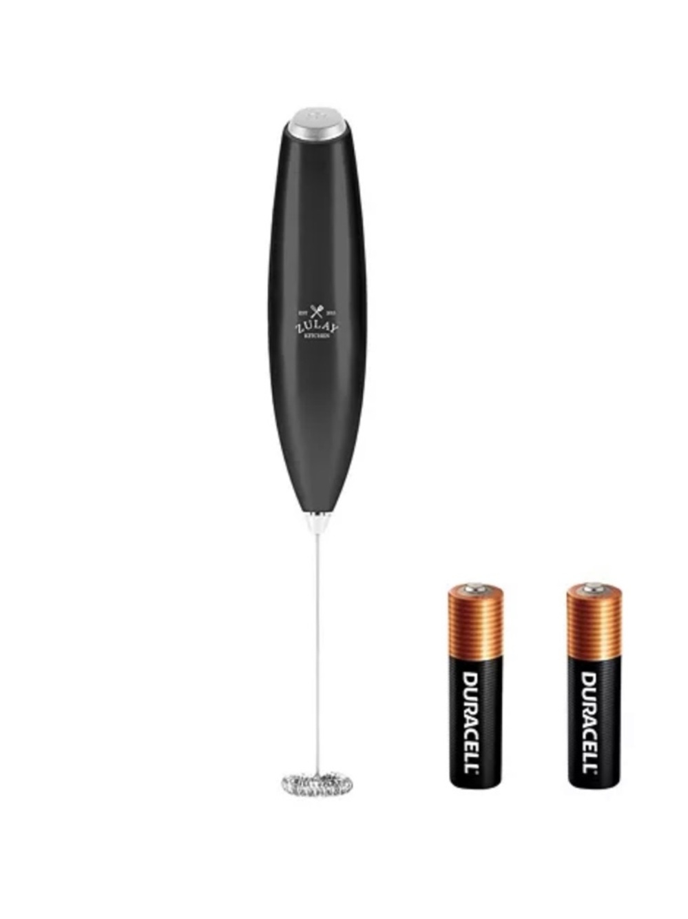 Zulay Kitchen Milk Frother Wand Handheld Mixer w/ AA Batteries Latte Coffee